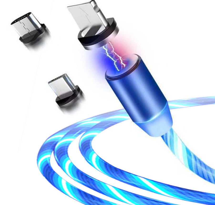 Flowing Light Magnetic Streamer Data Line Cable for Iphone / Android