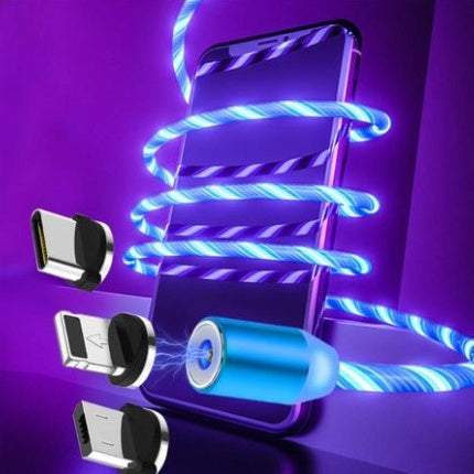 Flowing Light Magnetic Streamer Data Line Cable for Iphone / Android