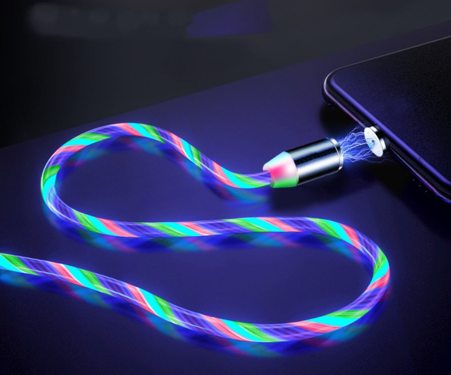 Flowing Light Magnetic Streamer Data Line Cable for Iphone / Android