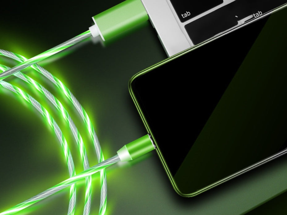 Flowing Light Magnetic Streamer Data Line Cable for Iphone / Android