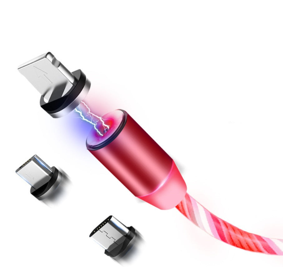 Flowing Light Magnetic Streamer Data Line Cable for Iphone / Android