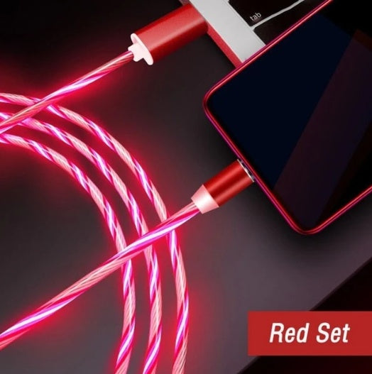 Flowing Light Magnetic Streamer Data Line Cable for Iphone / Android
