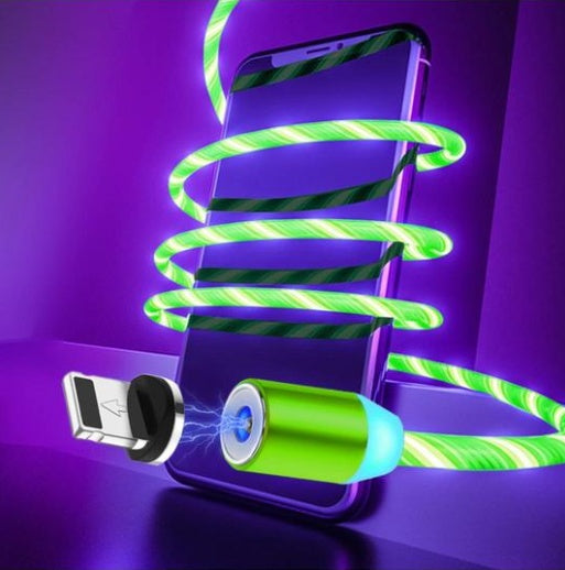 Flowing Light Magnetic Streamer Data Line Cable for Iphone / Android