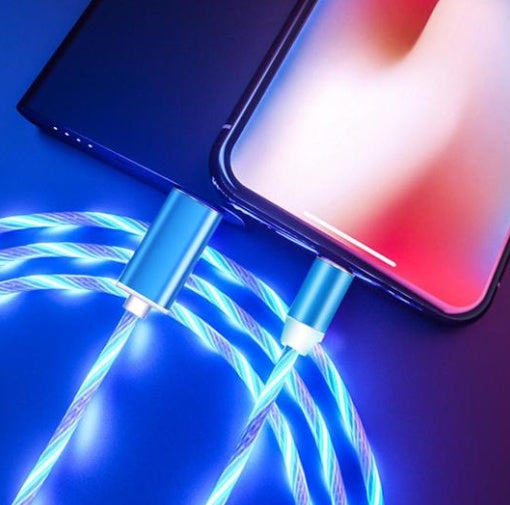 Flowing Light Magnetic Streamer Data Line Cable for Iphone / Android