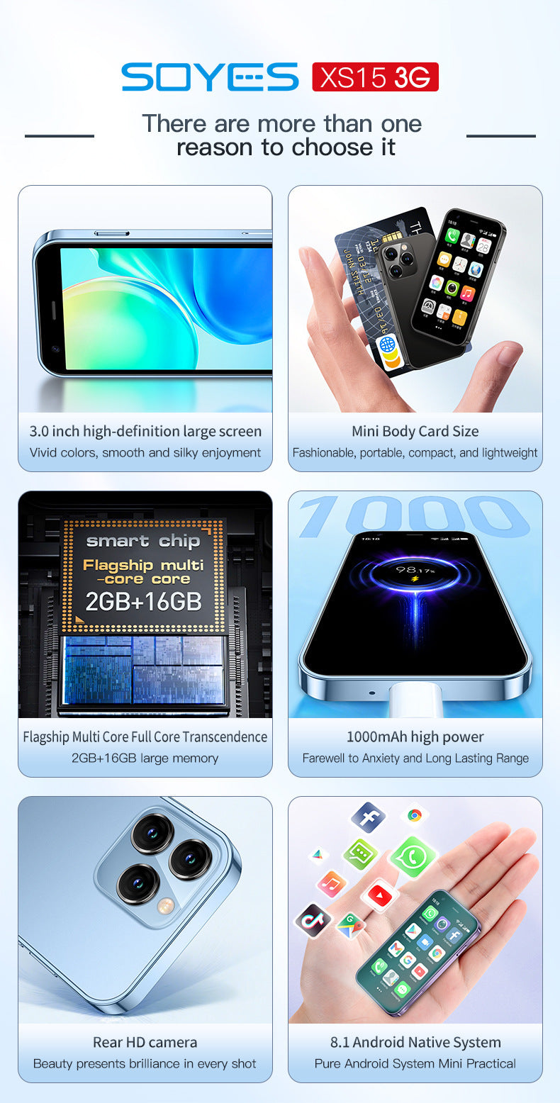 Mini Smart Small Mobile Phone 30 Screen 2G 16G Android 3G Network WIFI