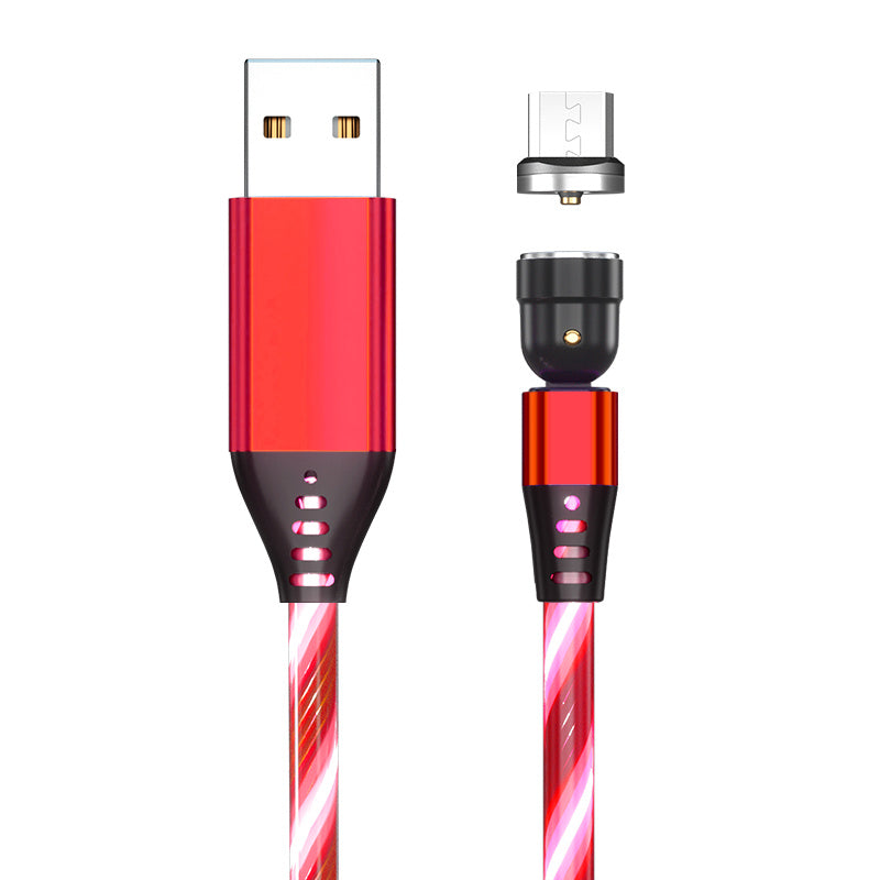 Rotate Luminous Magnetic Cable 3A Fast Charging Micro USB Type C & IPhone