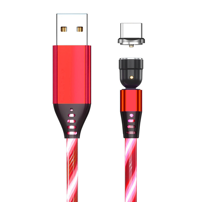 Rotate Luminous Magnetic Cable 3A Fast Charging  Micro USB Type C & IPhone