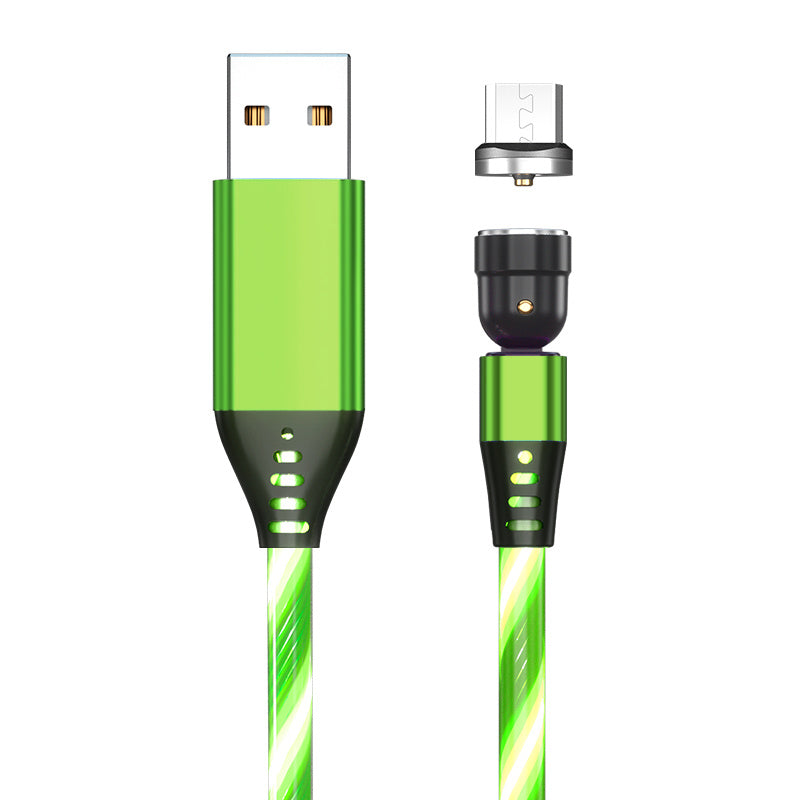Rotate Luminous Magnetic Cable 3A Fast Charging  Micro USB Type C & IPhone