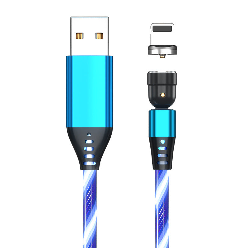 Rotate Luminous Magnetic Cable 3A Fast Charging  Micro USB Type C & IPhone