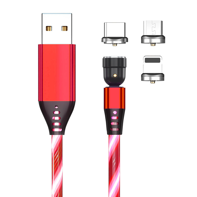 Rotate Luminous Magnetic Cable 3A Fast Charging  Micro USB Type C & IPhone
